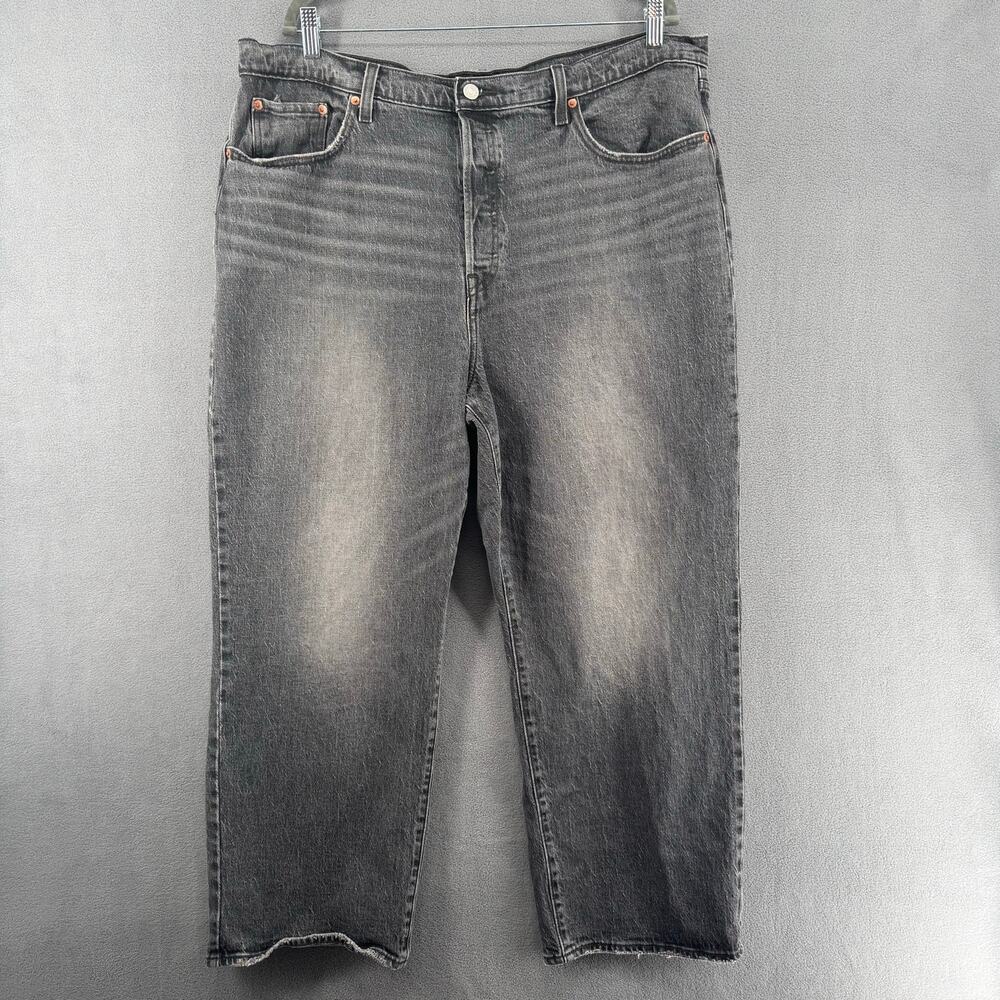 Levis Ribcage Straight Ankle Jean Womens 18W Black‎ Button Fly High Waist
